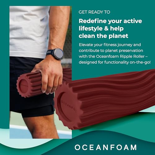 Oceanfoam Ripple Roller - Small Foam Roller for Physical Therapy (Maroon) - color: Maroon