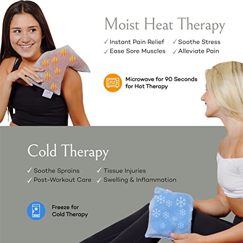 SacksyThyme Microwave Heating Pad for Cramps, Back, Neck, Shoulders, Leg Pain - Reusable Heat Pack, Hot Moist Microwavable Therapy Pack - Unscented Flaxseed Hot Compress Made in USA (Size: 12" x 7") - size: 12" x 7"