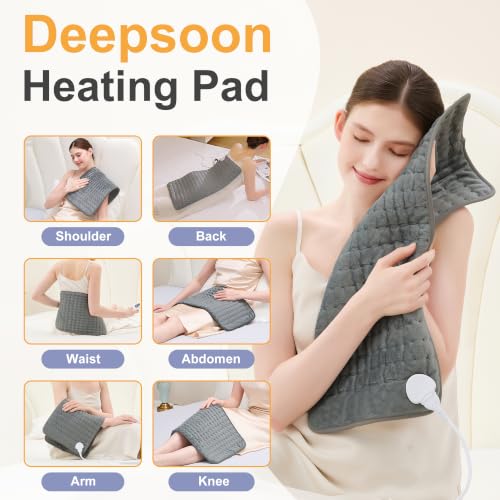 Heating Pad,Electric Heating Pads,Heating Pad for Back,DimGray,24x12 Inch - color: Darkgray, size: 24x12 Inch