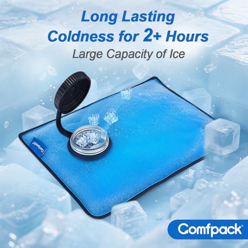Comfpack Large Refillable Ice Bag for Injuries, Travel Ice Pack with Straps