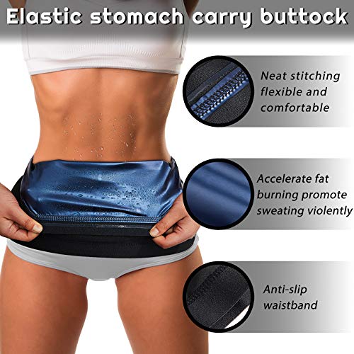 Geyoga Sweat Waist Trainer Stomach Wrap for Women - color: Blue Inner, size: XX-Large