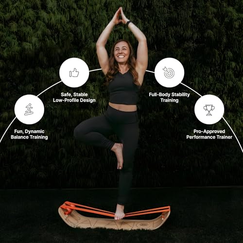 GIBBON SlackBoard, Balance Board Kids & Adults, Slackline Balance Trainer - color: Sunrise Plus with Stand