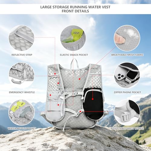 Running Vest for Women Men,Hydration Backpack with 2L Hydration Bladder,Lightweight Hydration Vest with Adjustable Straps&Pockets&Reflective Strip&Whistle,Water Backpack for Hiking Biking Marathon - color: Black