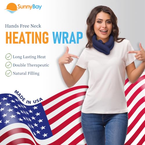 SunnyBay Hands-Free Heating Pad, Neck and Shoulder Wrap, 26 inch, Navy - color: Navy Blue