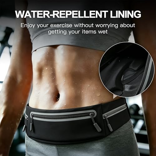 Slim Running Belt for Women Men,Phone Holder Waist Pack,Runners Fanny Pack - color: Drak Black