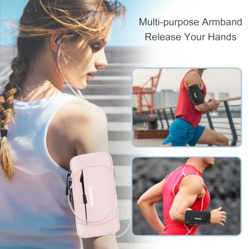 Running Armband Phone Holder, Water Resistant Arm Band 7.5" Pink - color: 02-Pink