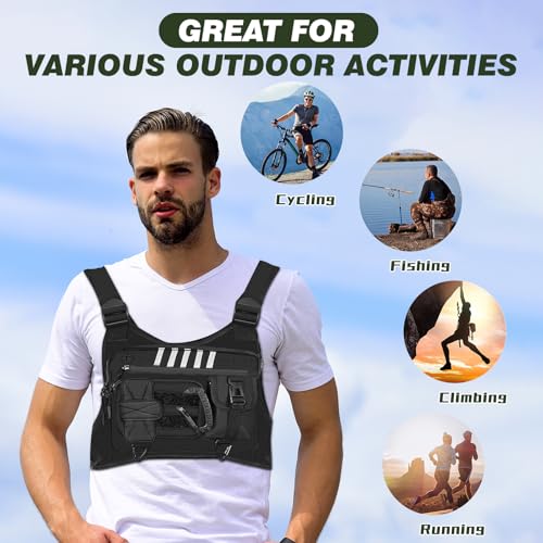 Chest Rig Running Vest for Men - Lightweight & Comfortable Tactical Vest with Quick Access Holster Gift, Water-Resistant & Breathable Design for Running, Hiking, and Outdoor Activities