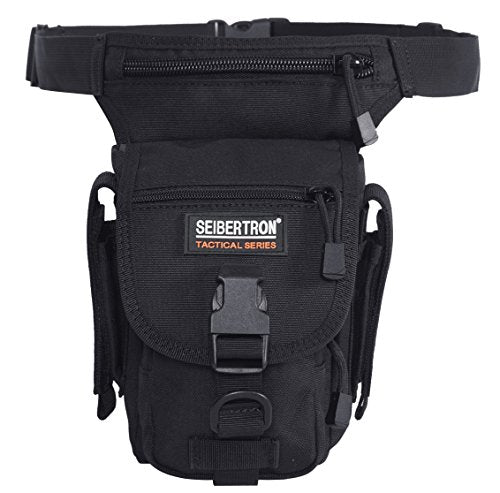 Seibertron Waterproof Tactical Outdoor Hiking Airsoft Utility Leg Bag Black - color: Black