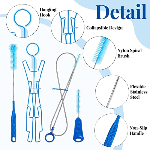Roshtia 4 Sets Hydration Bladder Cleaning Kit Including Small Brush Big Brush Collapsible Frame Flexible Long Bladder Brush