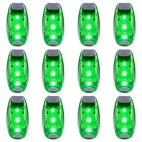 12 Pack Led Safety Light, Safety Light, High Visibility Strobe Running Lights Used for Bicycle, Walking Etc. Clip-On Running Lights Clip to Clothes Strap to Wrist, Bike Or Anywhere - color: Green