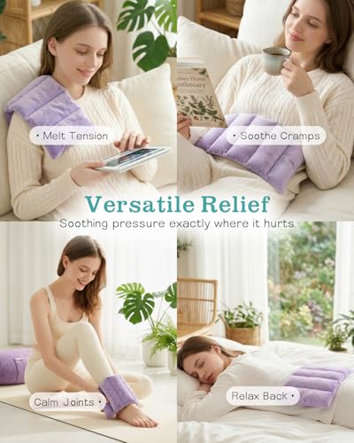 Small Microwave Heating Pad for Neck and Shoulder, Microwavable Versatile Cold/Heated Muscle Ache, Soothing Fatigue Wrap for Back Pain and More, Moist Heat Pad Warm Compress (Purple, 7" × 12") - color: Purple 7*12 Inch