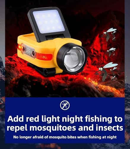 Cap Lights Clip on Hat Rechargeable LED Headlamp, Motion Sensor, Zoomable COB Flood & Spotlight, IPX4 Waterproof, Digital Battery Indicator, Hands Free Flashlight for Outdoor Use