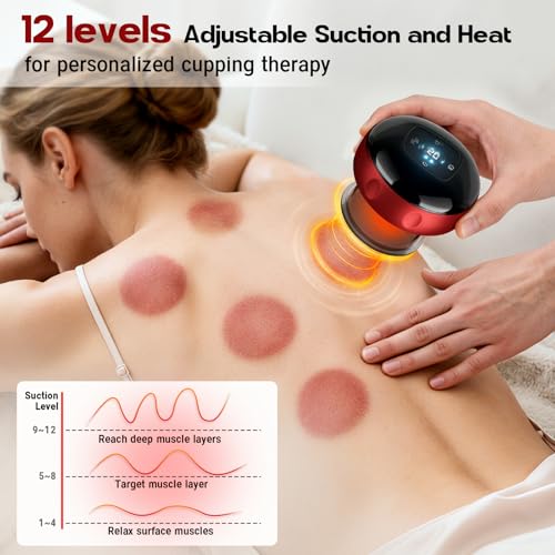 4 Pack Cupping Set, 7-in-1 Smart Cupping Therapy Massager. Red Light Cupping Therapy Set with 2 Modes for Targeted Pain Relief, Muscle Soreness,Tighter Skin,Cupping Kit with 20 Levels Suction and Heat - size: 4 PACK
