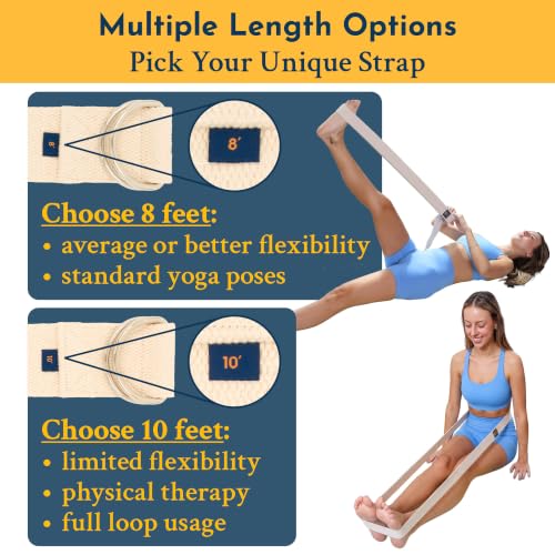 Extra-Wide 2 Inch Cotton Yoga Strap: Stretching, Physical Therapy, Exercise - color: Natural, size: 8 feet