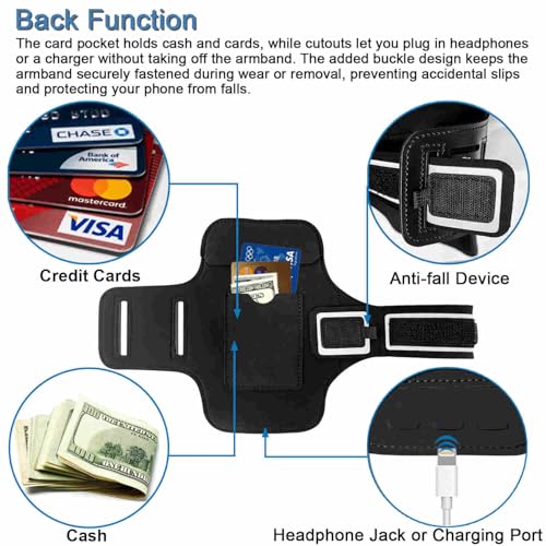 Running Armband Phone Holder with Headset Locker Fits up to 6.8" - size: G6.8"