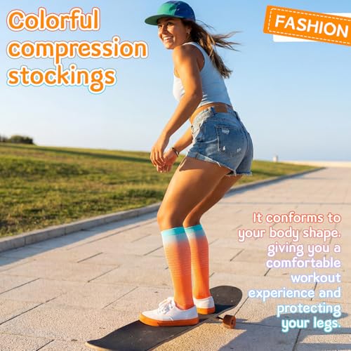 5 Pcs Women Compression Socks 15-20mmHg Knee High Socks - size: Small-Medium