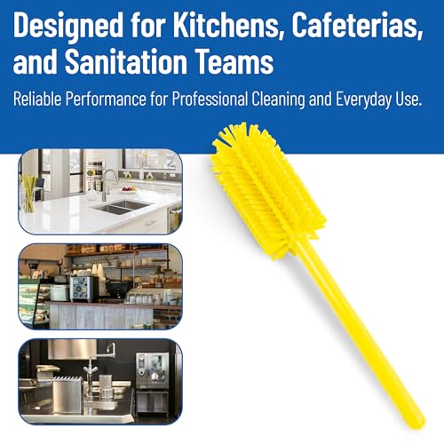 SPARTA Large Water Bottle Brush Ideal for Wide-Mouth Jars, Bottles and Tumblers, Dishwashing Tool with Handle for Home and Commercial Kitchens, Plastic, 16 Inches, Yellow (Pack of 4) - color: Yellow