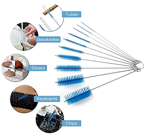 CiaraQ Bottle Cleaning Brushes, 8 Inch Nylon Tube Brush Set - color: Blue, size: 8.0 Inch (10pcs)