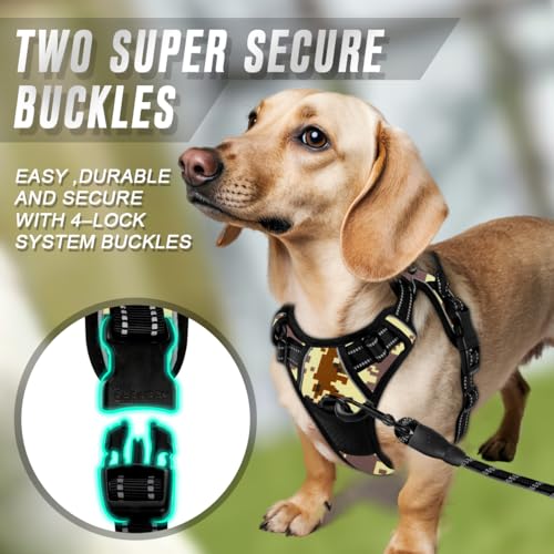BARKBAY Dog Harness No Pull for Small Sized Dog Front Back Clips,Dog Vest - color: Desert Camo, size: X-Small(Chest:15.5-19.5”)