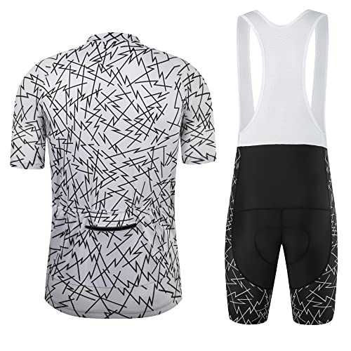 Coconut Ropamo CR Men's Cycling Jersey Set Road Bike Jersey Zipper Pocket Bib Shorts with 4D Padded Cycling Clothing Set - color: 1031, size: Medium