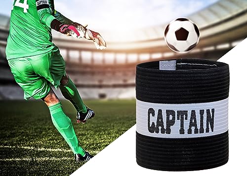 ONLYKXY Captain Armbands 9x30CM/3.54x11.81inch Adjustable Leader Armband for Soccer Basketball Volleyball School Team Competition Coach Players Wrist Arm Bands (Black+White, 1)