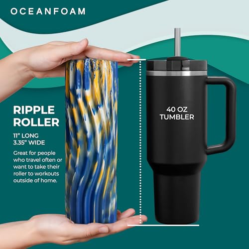 Oceanfoam Ripple Roller - Small Foam Roller (Royal, Gold & Natural Marbled) - color: Royal, Gold & Natural Marbled