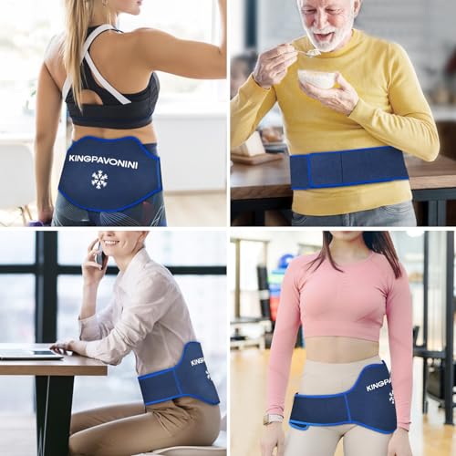 KingPavonini Extra Large Ice Pack for Back Pain Relief, 1 Gel Pack, Blue - color: Blue (1 Wrap+1 Gel Pack)