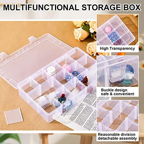 Fuutreo 7 Pcs 15 Grids Clear Plastic Bead Organizer with Dividers