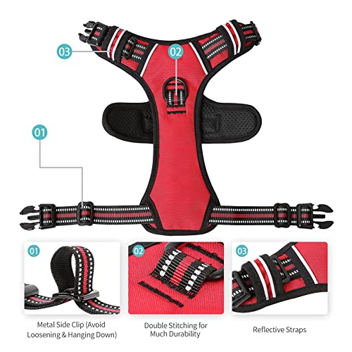 HEELE Dog Harness, Neck Release, No Pull Front Clip Vest, Reflective Red S - color: Lock Red, size: S (Pack of 1)