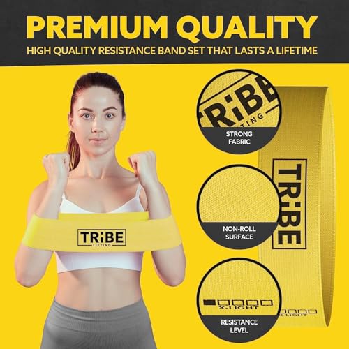 Fabric Resistance Bands for Working Out, 5-Band Set for Legs and Glutes - color: X-Heavy Black