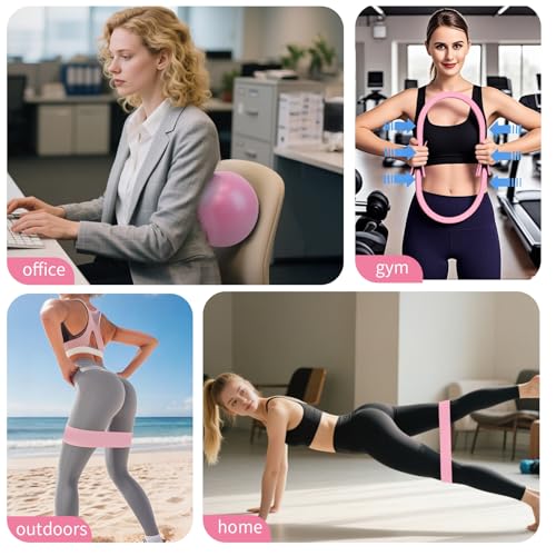 Pilates Essential Kit - Home Pilates Equipment Set - with Toning Pilates Ring & Long Resistance Bands & 3 Level Pilates Loop Bands & Soft Pilates Ball & Pilates Grip Socks