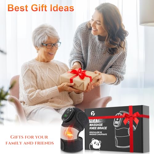 Heated Knee Massager, FSA Eligible 3-in-1 Elbow Shoulder Knee Heating Pad - style: Black White 1 Pack