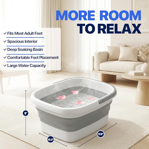 Collapsible Foot Soaking Tub Foldable Foot Bath Soak Tub Basin for Home Spa - color: White