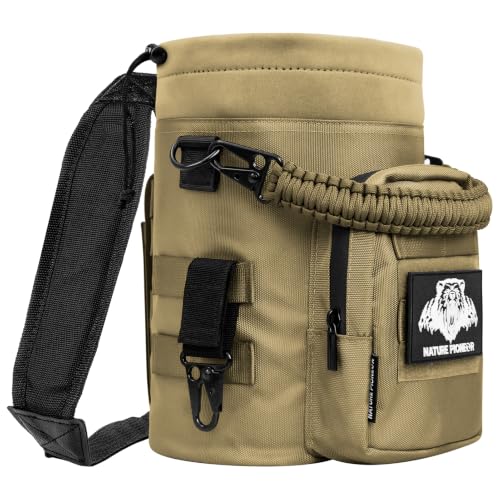 NATURE PIONEOR 32 64 128oz Tactical Water Bottle Pouch, MOLLE Bottle Holder - color: Khaki, size: 128OZ/YT Half Gallon