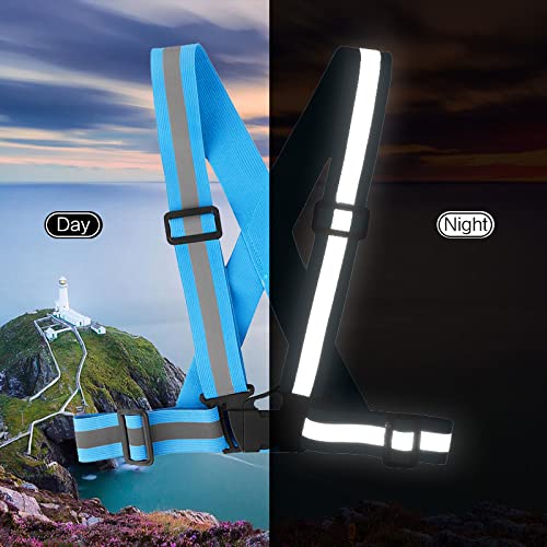 Running Reflective Vest Gear 3 Pack, Adjustable Safety Vest High Visible Reflective Belt Straps Night Walking Vest - color: Green,Blue,Pink
