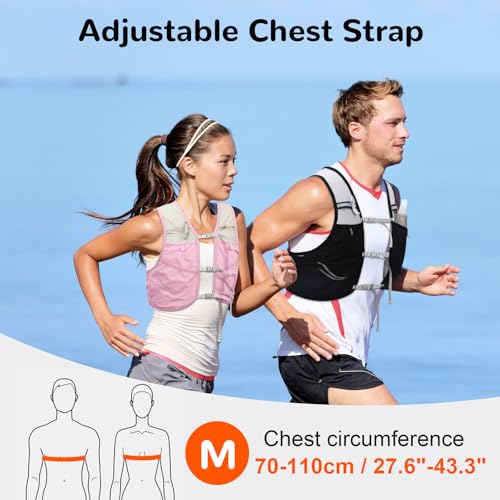 Hydration Running Vest with 2pcs 500ml/17oz Water Bottles, M/L - color: Pink, size: M: 27.6" - 43.3"