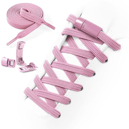 Neo-wows No Tie Shoelaces Elastic Laces for Kids Adults Athletic Sneakers - color: Pink