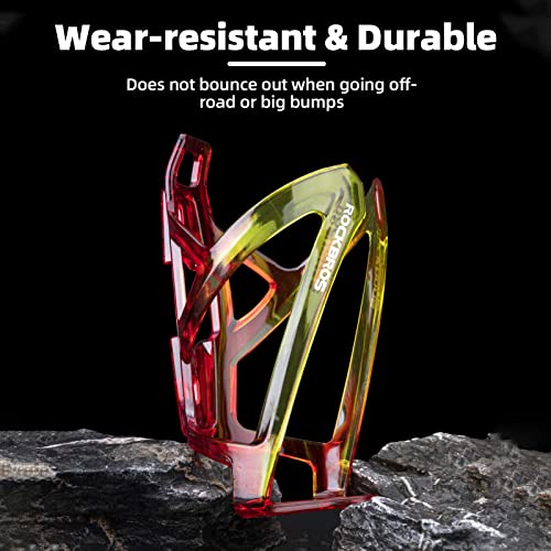 ROCKBROS Bike Water Bottle Holder Ultralight Bottle Cages with Screws Tool - color: Red-Yellow, size: Standard
