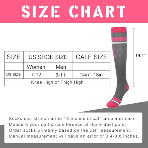 Junely Compression Socks for Women Knee High Socks Funny - color: C-pinkribbon