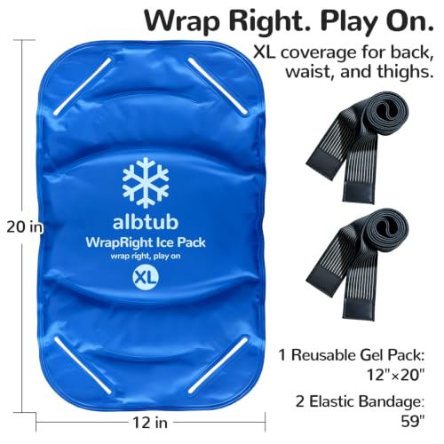Extra Large Ice Pack for Injuries Reusable,12×20in Fits Back & Hip - size: Hands-free XL