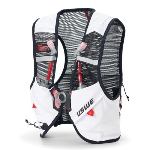 USWE Pace - Running Vest Hydration Pack with 2 x 500ml UltraFlask, Backpack for Men and Women - style: 2L, White, X-Large