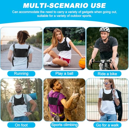 Sports Chest Bag for Men Women, Outdoor Running Vest Bag Adjustable Shoulder Strap, Chest Pack Rig for Hiking,Cycling,Workouts,Rock Climbing, ChestPouch Workout Bags for Runners