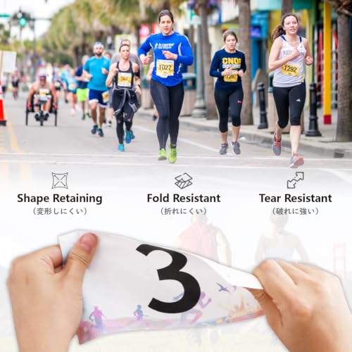 JEELAD Race Bibs 4" x 7" Running Bids Racing Numbers with Safety Pins Tyvek Tearproof Waterproof Number Cards 1-200 for Marathon Runners Sports Races Competition Events - color: Colorful [4"x7"] 001-50