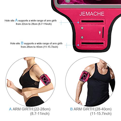 Galaxy S10+ S9+ S8+ Armband, JEMACHE Gym Running Workouts Arm Band for Samsung Galaxy S10 Plus/S9 Plus/S8 Plus with Key Holder (Rose)