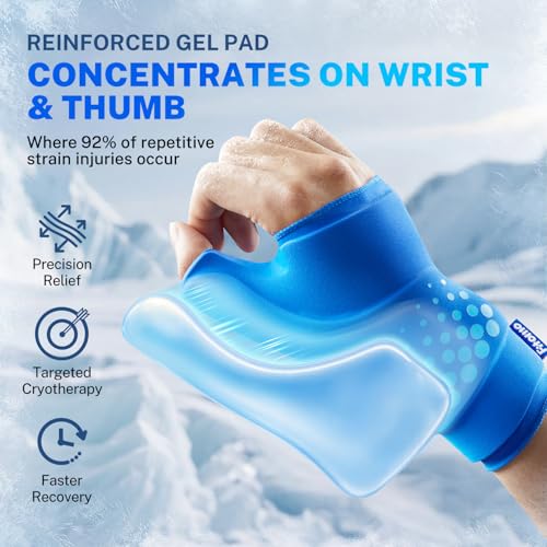 Thumb & Wrist Ice Pack Wrap, Long-Lasting Cold Compression for Recovery - size: S/M, style: 2 Pack(Blue)
