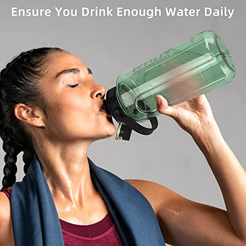 2L/64oz Green Half Gallon Water Bottle with Handle for Gym & Outdoors - color: green