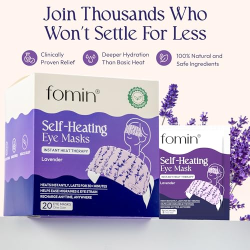 FOMIN Steam Eye Mask (20 Pack) Lavender Warm Compress - for Dry Eyes - Spa - color: Lavender