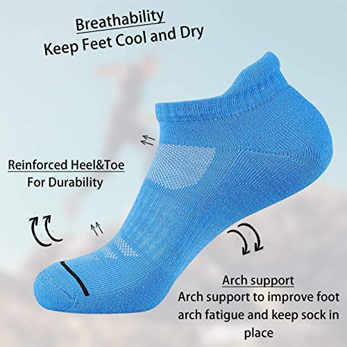 JOYNÉE Mens Ankle Athletic Low Cut Socks Running Sports Cushioned Sock for Men 6 Pack - color: Colorful