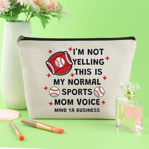 Baseball Mom Gifts for Women Funny Makeup Bag Thank You Present for Her Team Mom Coach Sports Lover Cosmetic Bag Mothers Day End of Season Baseball Team Gifts Christmas Birthday Present Travel Pouch - color: Baseball Makeup Bag