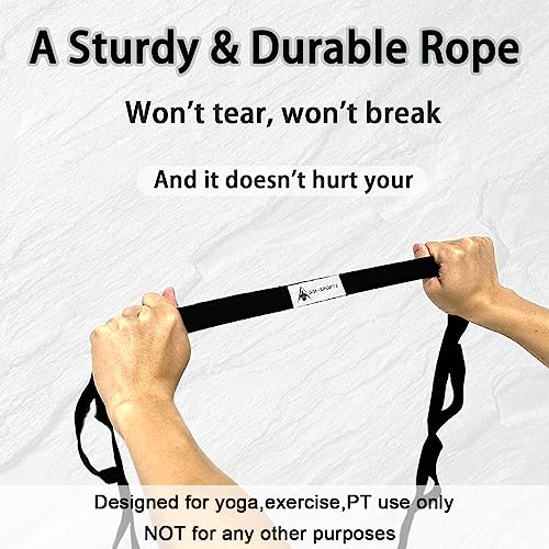 Stretching Strap Yoga Strap with Loops for Physical Therapy, Non-Elastic - color: Black